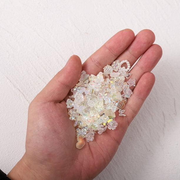 Accesorios para lazos de uñas Diamante 100 mixto hecho a mano resina rosa tridimensional negro blanco Aurora