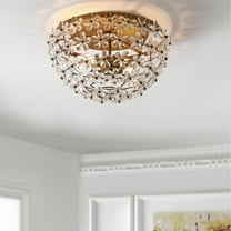 JONATHAN Y Isabelle 15.5" Metal/Acrylic LED Flush Mount, Antique Gold, JYL9043A