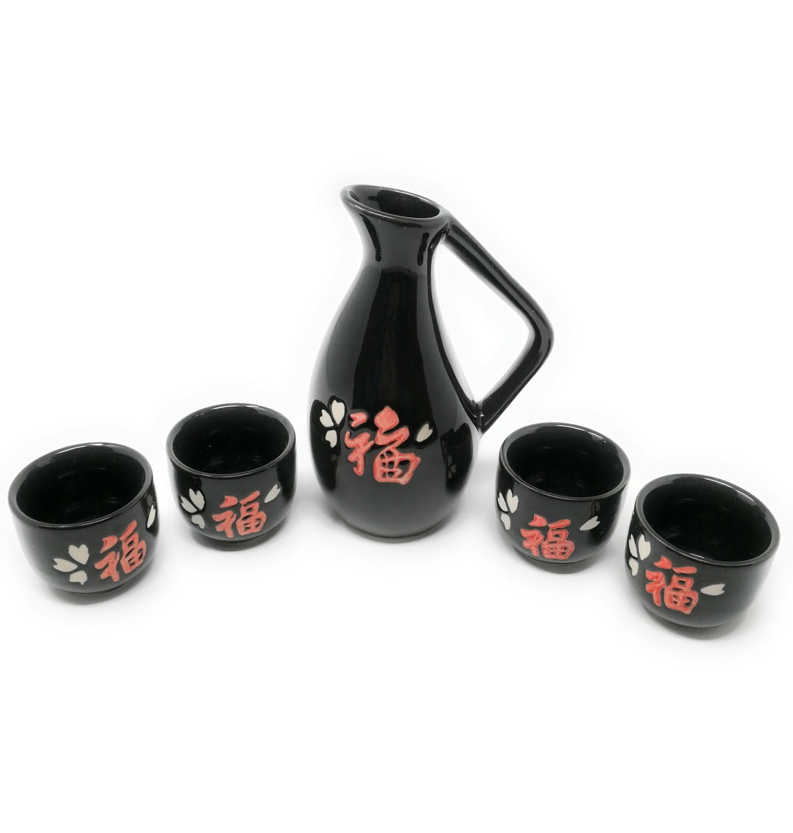 Glazed Ceramic 5 Pcs Japanese Sake Set In Gift Box