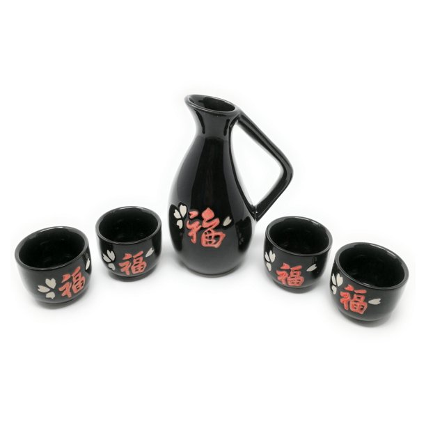 Glazed Ceramic 5 Pcs Japanese Sake Set In Gift Box