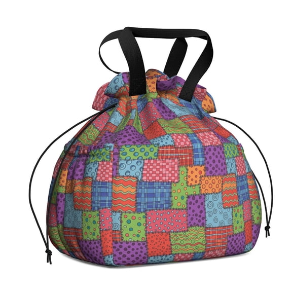 Pioneer Flower Floral Print Pattern Drawstring Lunch Bag Women - Drawstring Lunch Bag Insulated for Work Office - Stain-Resistant Large Lunchbags for Women with Multi-Pockets