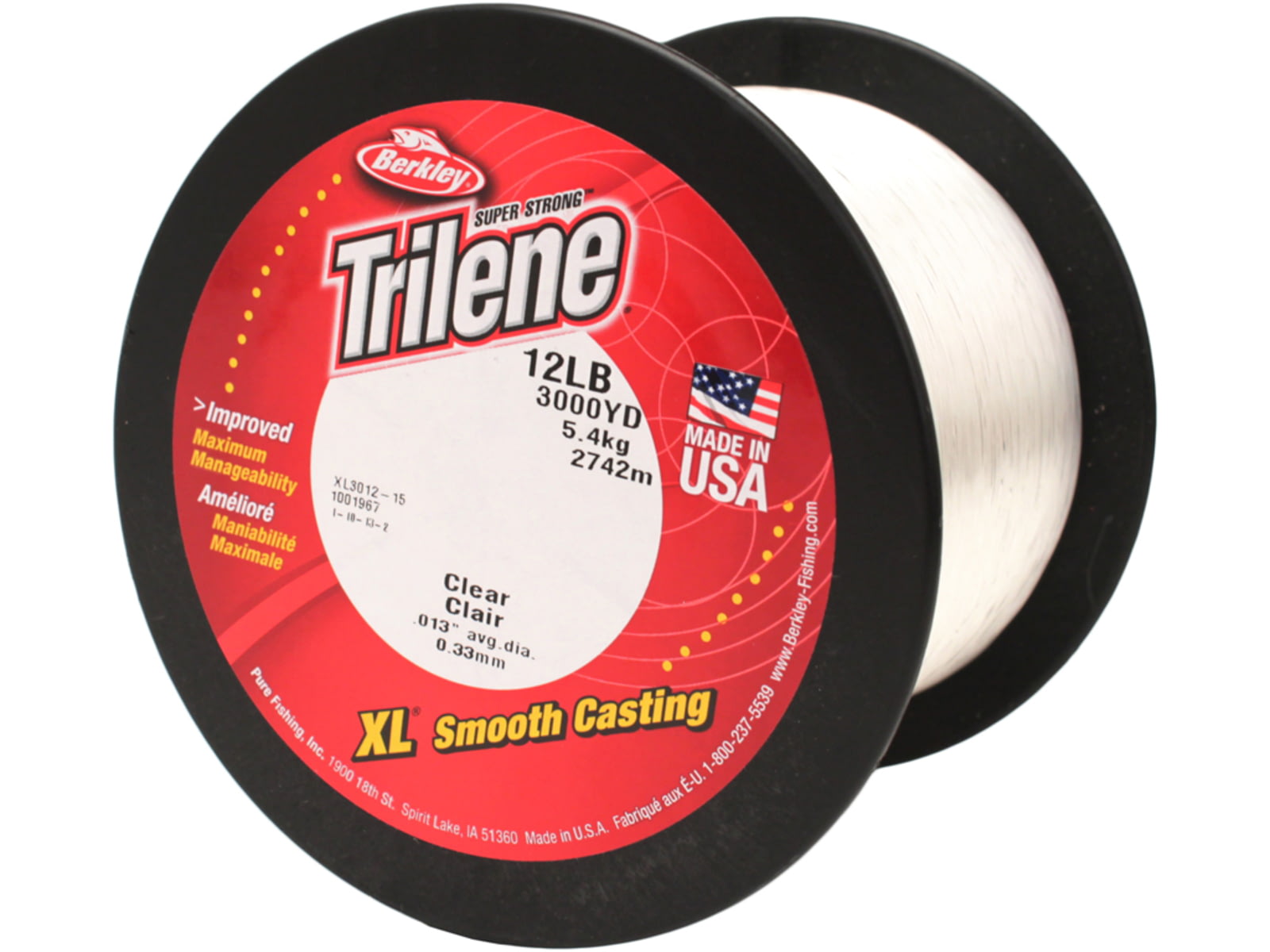Ligne De Pêche BERKLEY Trilene Transparente 11,3 Kg - 274 M Souplesse Extrême - Pour Truite, Carpe, Technique Fine - 3