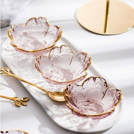 

Small Glass Dish Gold Inlay Glass Sauce Bowl Seasoning Plate Fruit Sala B YH AL