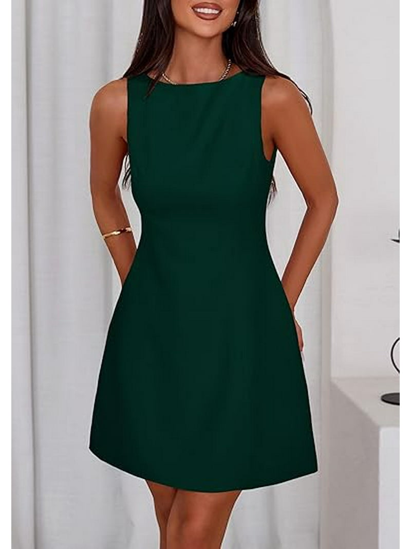 Prettygarden Womens Formal Short Dresses Summer Sleeveless Boat Neck A Line Elegant Mini Cocktail Party Dress, Women's, Size: XS, Green