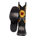 thumbnail image 4 of Women’s Square Toe Leather Cowgirl Cowboy Boot Sunflower Floral Embroidered Western Boots, 4 of 5