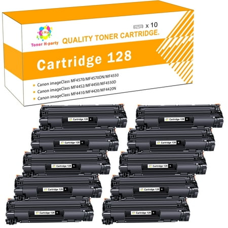 Toner H-Party Compatible Toner Cartridge for Canon 128 CRG128 FAXFHONE L100 L190 imageCLASS MF4550 MF4570DN MF4770N D530 D550 LBP6200D Printer Ink (Black,10-Pack)