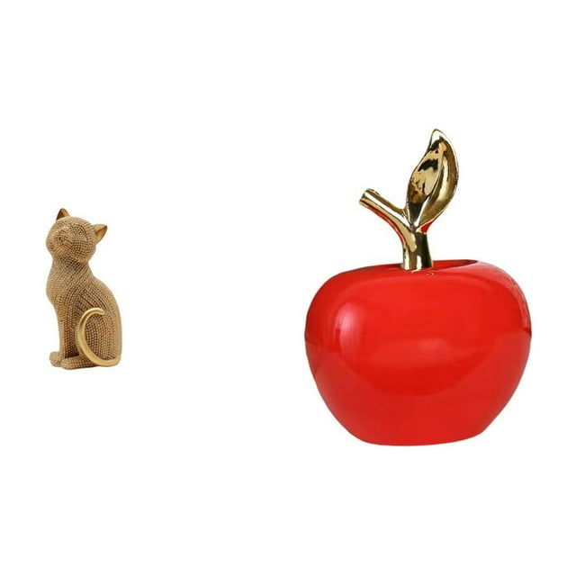Estatua de gato, figura de escritorio, escultura de cerámica, adorno de resina, diseño artístico único, material duradero, ideal para estantería, escr