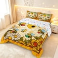 thumbnail image 2 of Erosebridal Boho Bee King Size Comforter Sets,Dreamy Sunflower Floral Comforters King Size,Yellow Orange,Colorful Stars Reversible,3pcs,1 Comforter and 2 Pillowcases, 2 of 7