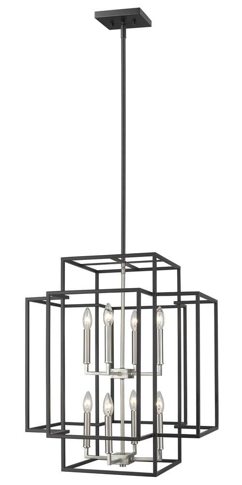 8Light Pendant in Black and Brushed Nickel Finish