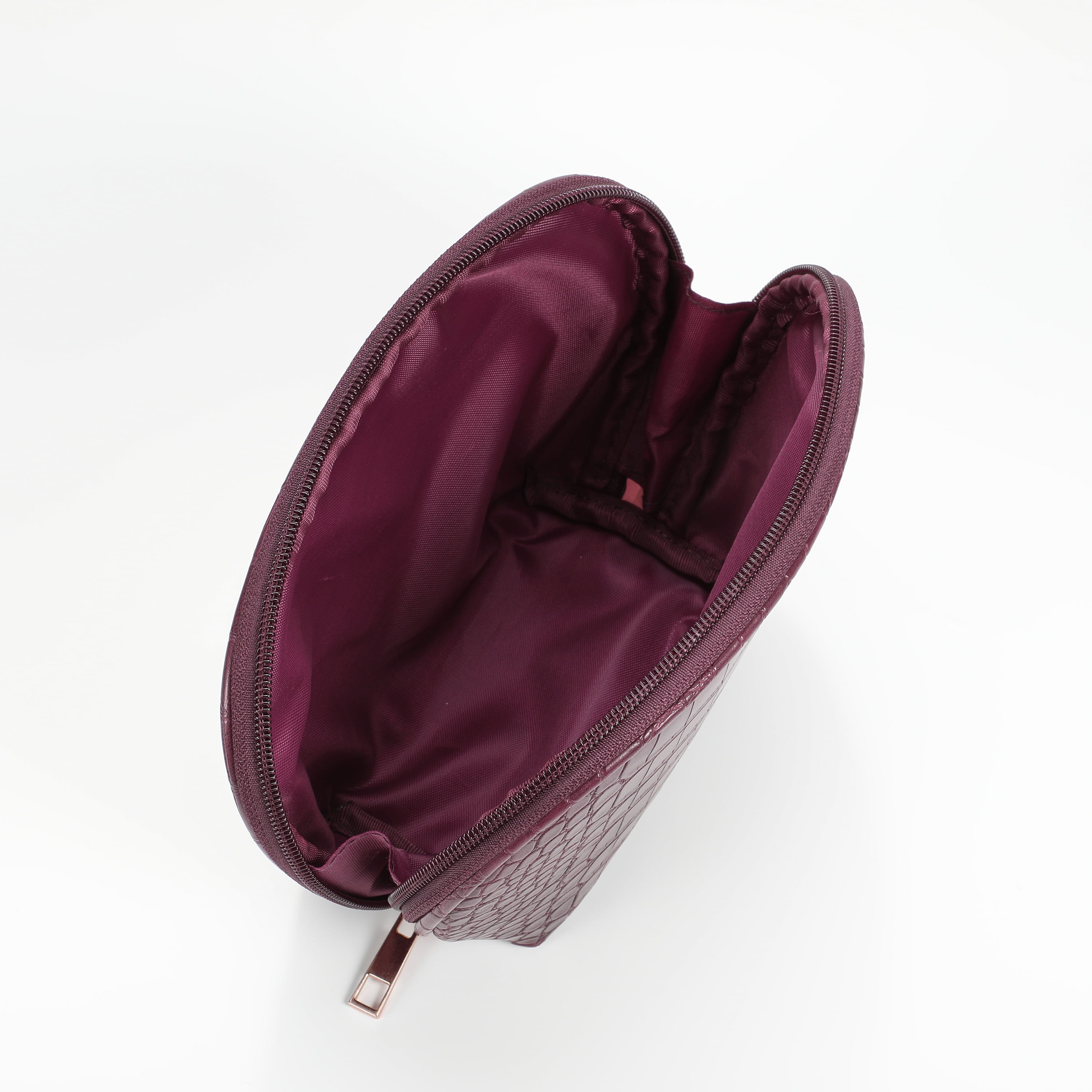 Cosmetic Travel Bag, Wine Red, Women Zipper Pouch, 1 Count