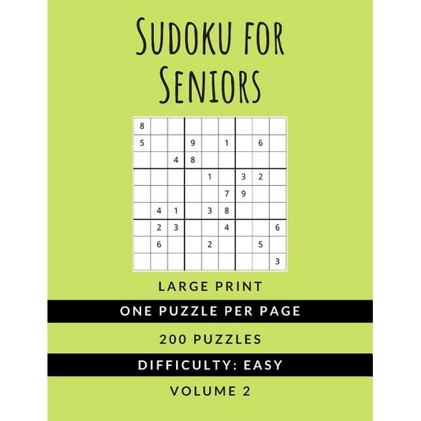 sudoku for seniors vol 2 easy difficulty large print one puzzle