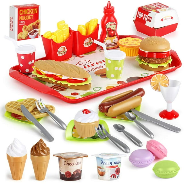 Set de Juguetes de Comida Rápida LiDi RC, 59 piezas, juego de simulación