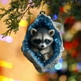 thumbnail image 3 of Zhourta Cute Raccoon in the Crystal 3Inch 2D Acrylic Animal Ornament Hanging Christmas Tree Car Decoration, 3 of 4