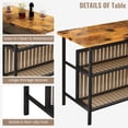 thumbnail image 5 of MOOSENG 3-Piece Kitchen Island Set with Storage, Wooden Bar Table and 2 Stools, Industrial Modern Counter Height Dining Table Sets for Small Spaces, Dining Room Walnut, 5 of 9