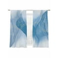 thumbnail image 7 of Abstract Ombre Sheer Curtains 63 inches Long 2 Panels Set Light Blue Marble Texture with Golden Line Tiers Sheers Rod Pocket Small Window Short Curtains for Kitchen Cafe, Each 52" W x 63" L, 7 of 7