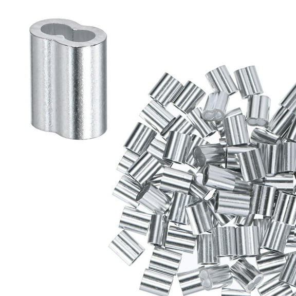 Uxcell 100-Pack Aluminum Crimping Loop Sleeves, 2mm 5/64 Double Round Barrel Wire Rope Sleeves