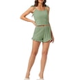 thumbnail image 2 of INSPIRE CHIC Women's 2 Piece Pajamas Sets Crop Cami and Shorts Ruffle Trim Sleepwear Loungewear XS Green, 2 of 5