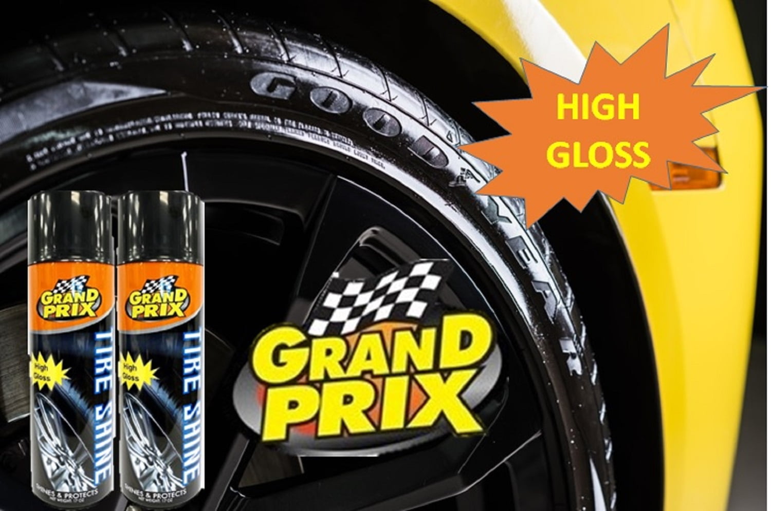 Grand Prix Tire Shine Hi Gloss 17oz 2pk has a superior formulation to provide that long lasting, wet look shine to all types of tires in just seconds it is extremely easy to use