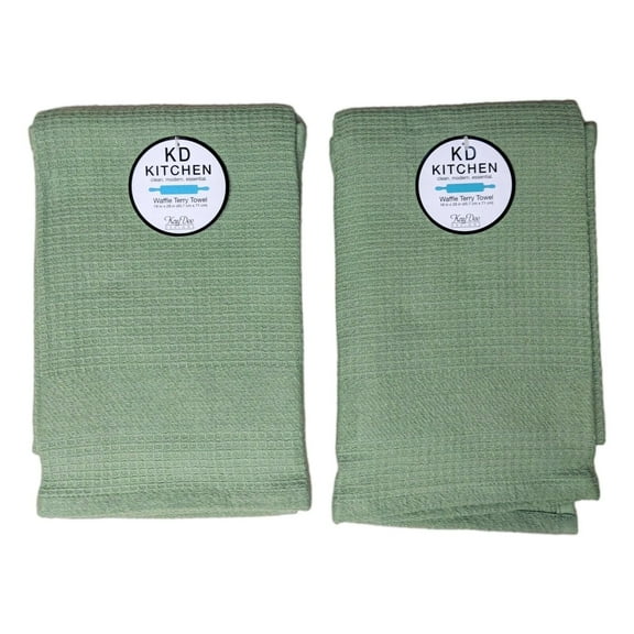 Kay Dee Designs Textured Waffle Terry Green Kitchen Towels, 2 Count