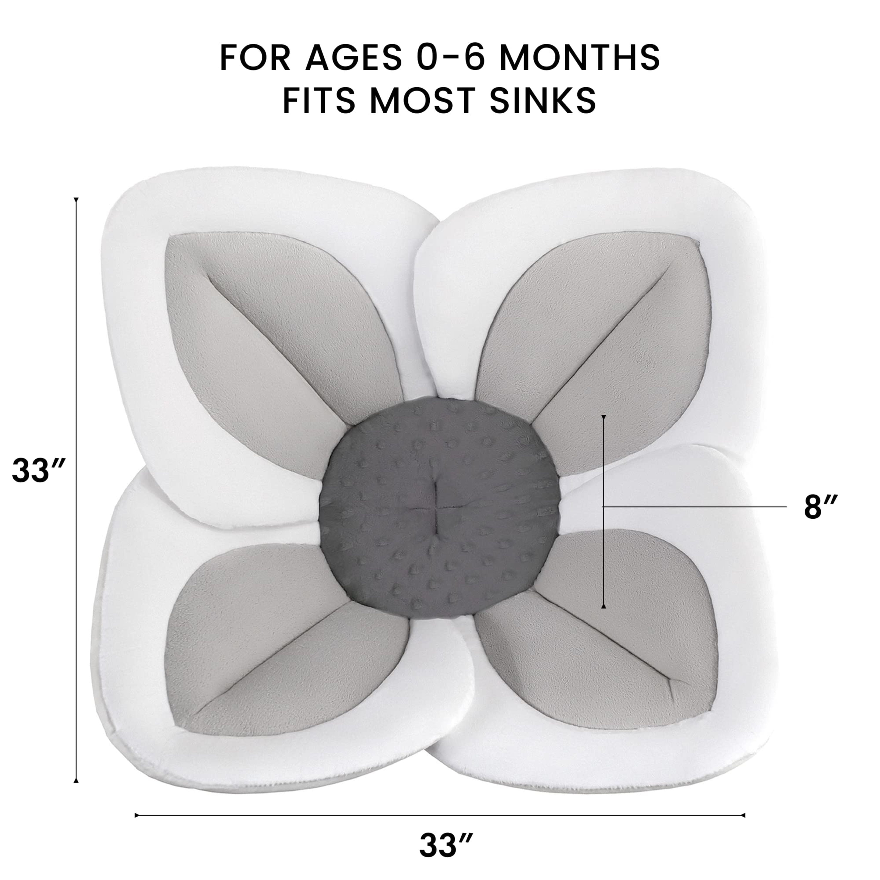 Blooming Bath Lotus Plush Baby Bathtub or Sink Seat, Gray