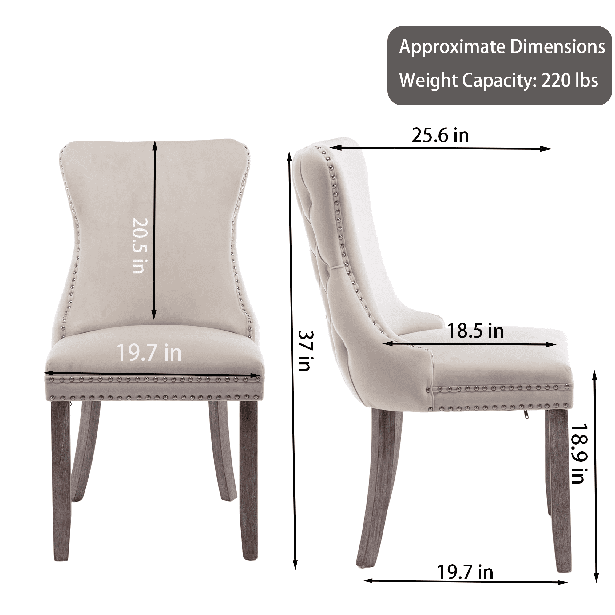 Button Tufted Upholstered Dining Chairs with Nailhead, Dining Room Chairs Tufted Cushion Back Elegant, Accent Chairs with Solid Wood Legs for Living Room/Kitchen (Set of 4)