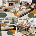 thumbnail image 5 of Boho Middle Century Large Area Rug 8x10 FT, Non Slip Living Room Throw Carpet, Abstract Orange Geometric Leaves Washable Soft Indoor Outdoor Carpet Non-Shedding Rug for Bedroom Dining Room, 5 of 9