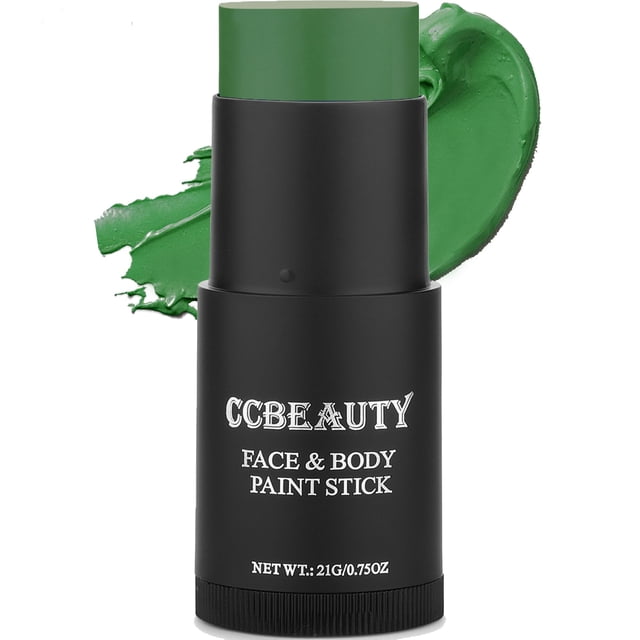 Pintura facial y corporal en barra CCBeauty, color verde brujo, Día de San Patricio