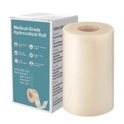 XIRQI Hydrocolloid Dressing Roll, 4 Inch by 10 Ft Cut-To-Size Wound Care Bandage, Waterproof Self-Adhesive Patch for Blisters and Pressure Sores, Flexible First Aid Essential