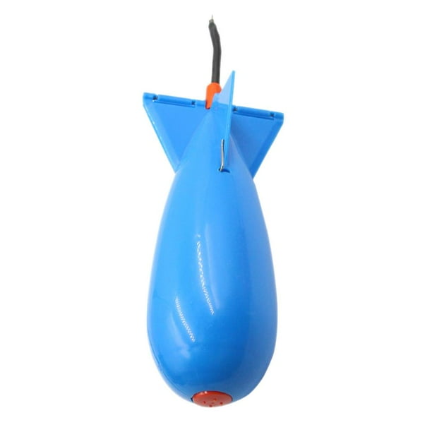 Pesca Alimentador de cohetes de pesca de carpa, 3 tamaños de bomba, señuelos, cebos, soporte para hacer aparejos (azul L)