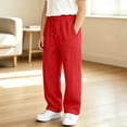 thumbnail image 2 of CONROSES Kids Boys Casual Pants Wide Leg Baggy Pant for Child Solid Elastic Waist Cozy Fall Winter Jogger Trousers with Pockets, 2 of 8