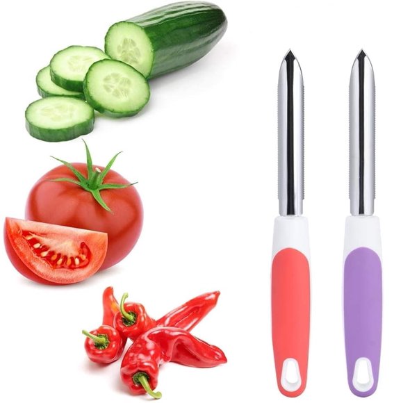 2 Pcs Outil de Retrait de Noyau en Acier Inoxydable, Outils de Retrait de Poire, Coupe et Enlève Rapidement le Noyau des Fruits, Poivrons, Concombres, Tomates