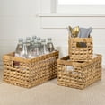 thumbnail image 5 of happimess Hayden Bohemian Cottage Hand-Woven Hyacinth Rectangular Nesting Baskets with Handles, Natural (Set of 3), BSK2012A-3SET, 5 of 7