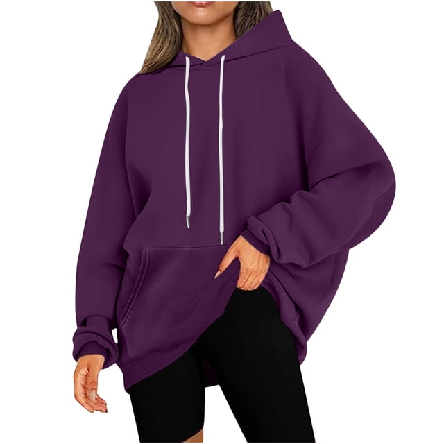 Timegard Chandails à Capuchon Surdimensionnés pour Femmes Chandail à Manches Longues Chandail Automne Hiver Décontracté Ample Confortable Hauts