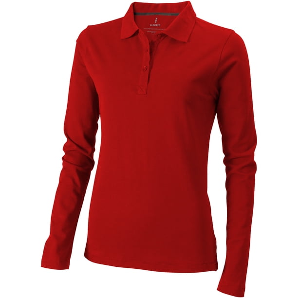 Elevate - Polo modelo Oakville de manga larga para mujer (Rojo)