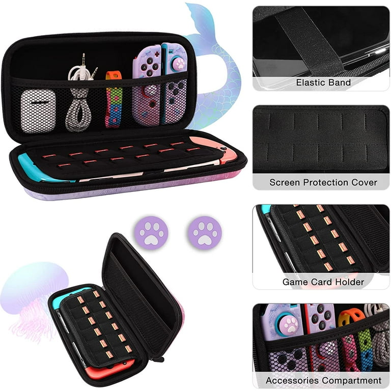 TCJJ Purple Mermaid Nintendo Switch Case, Soft TPU Protective