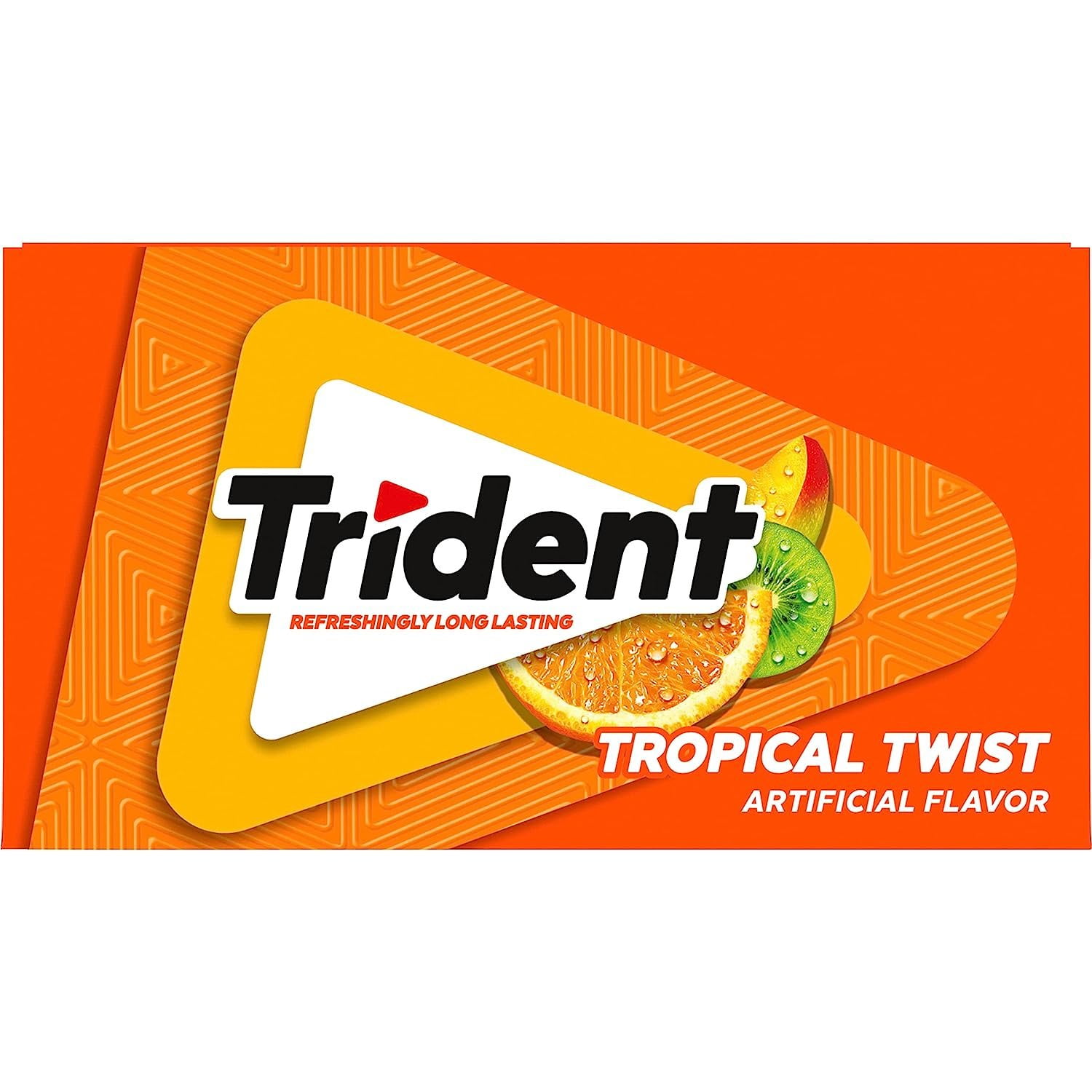Trident Tropical Twist Sugar Free Gum, 6 Pocket Packs of 28 Pieces 168 Total Pieces