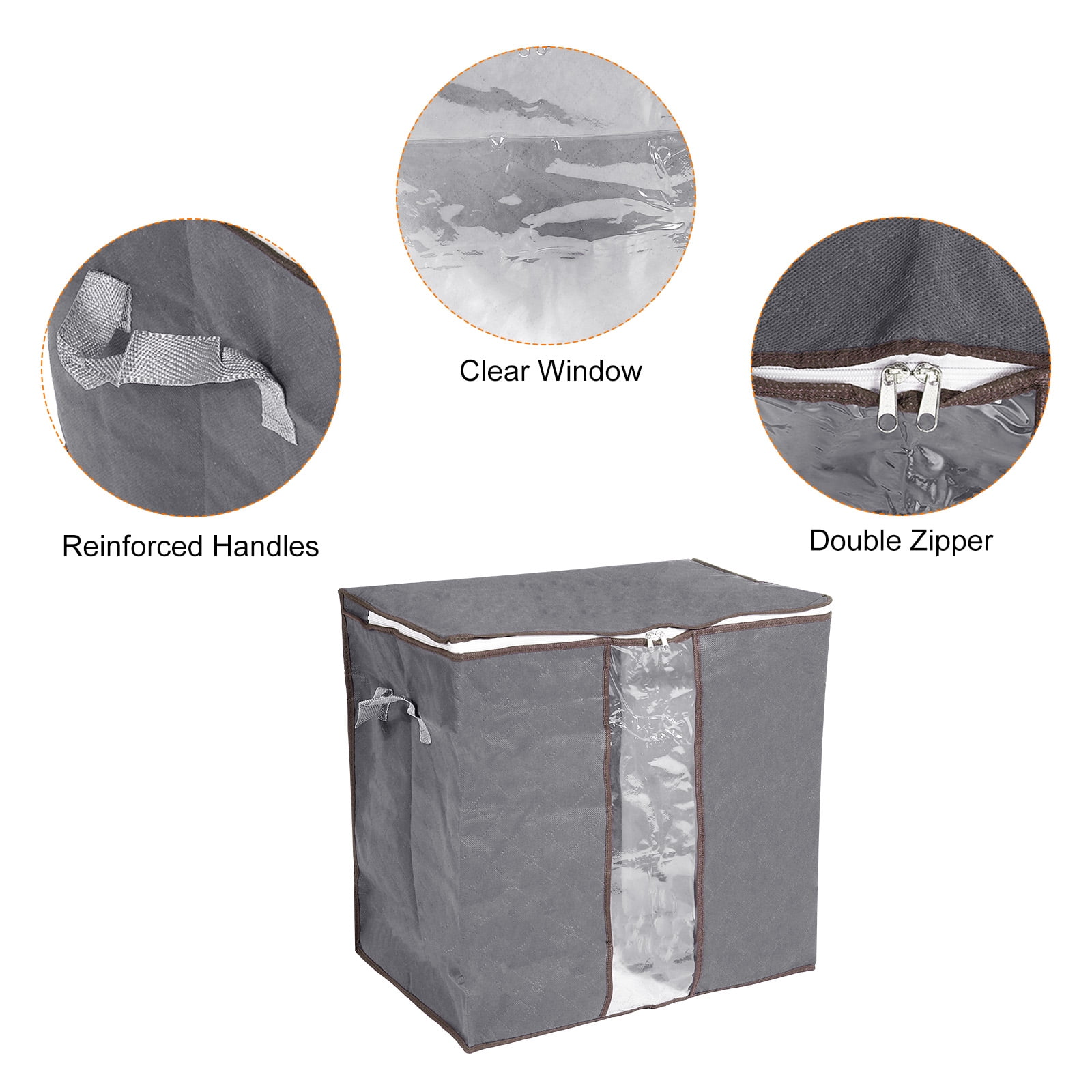 Unique Bargains Foldable Clothes Storage Bags with Reinforced Handle Gray