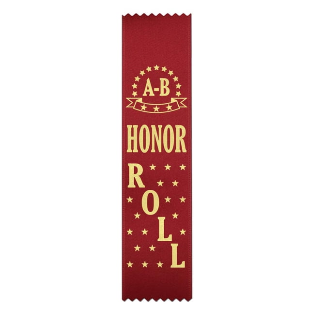 RibbonsNow "A-B" Honor Roll Award Ribbons - 100 Red Bookmark Style Ribbons