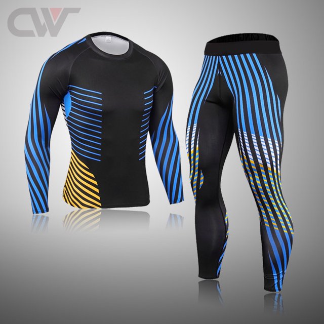 Winter Thermal Underwear Set Men's Sportswear Running Training Warm Base Layer Compression Tights Jogging Men's Gym MMA Suit sets M
