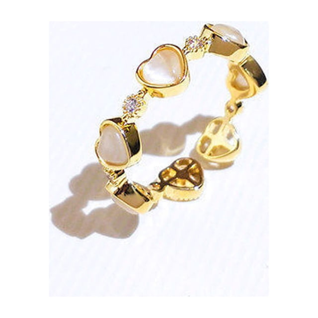 Anillos para mujer, regalos para mujer, joyería con apertura de corazón de ópalo en forma de corazón, anillo para mujer