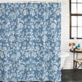 thumbnail image 2 of Botanical Rose Bud Bathroom Shower Curtains with 12 Hooks Waterproof Shower Curtain for Stalls and Bathtubs Vintage Slate Blue Floral Leaves Farmhouse Decorative Bathroom Curtain 72x96 Inches, 2 of 9