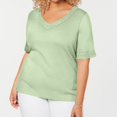 thumbnail image 1 of Karen Scott Womens Plus V-Neck Front Pockets Casual Top, Green, 2X, 1 of 2