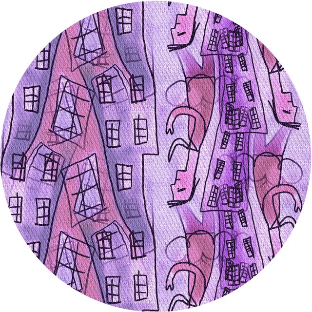 Ahgly Company Machine Washable Indoor Square Transitional Purple Violet Purple Area Rugs, 3' Square