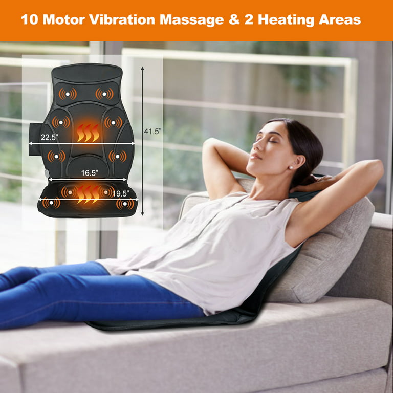 Costway Vibration Massage Seat Cushion Car 10 Vibration Motors Seat Back  Massager 