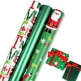 thumbnail image 2 of WMGHA Christmas Decorations Ornaments Christmas Wrapping Paper 17”×120“ Green Kraft Paper 3 42 Sq Ft Santa and Snowflake Wrapping Paper Shiny, 2 of 9