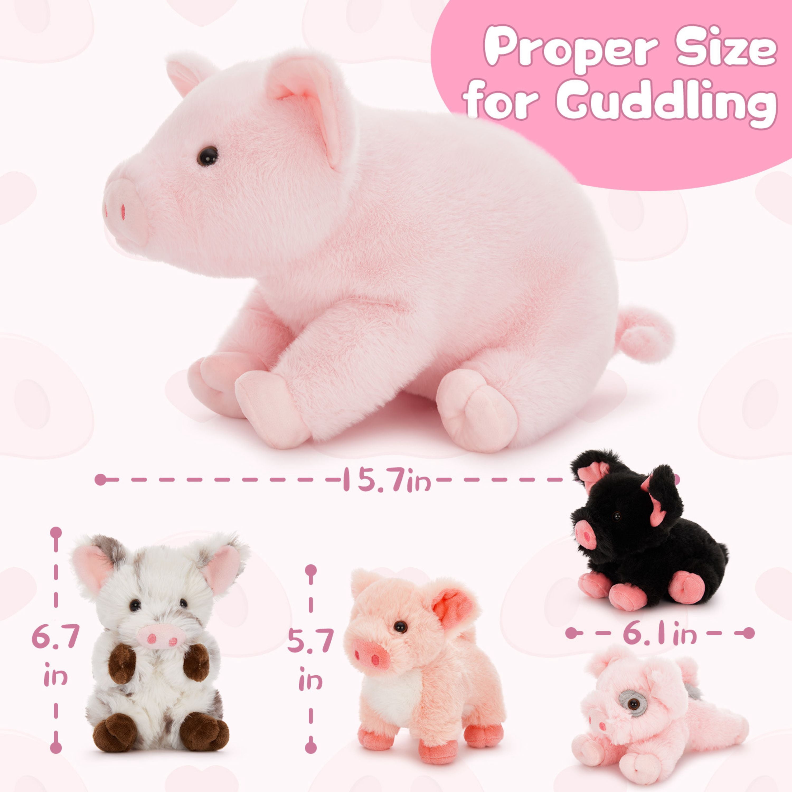 Tezituor 5Pcs Pig Stuffed Animal 15.7'' Giant Pig Plush with 4 Baby Pigs Plush Toy