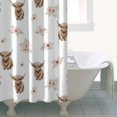 thumbnail image 4 of White Highland Cow Flower Pattern Shower Curtain 36"x72" ,Bathroom Decorative Shower Curtains Set with 12 Hooks,Modern Waterproof Washable Shower Curtain, 4 of 6