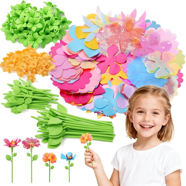 Kit de Ramo de Flores de Tela DIY Kufanda con 36 Flores para Niños