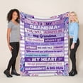 thumbnail image 2 of [Floral Pattern Blanket] Cozy 1pc Heartfelt Grandma Blanket - Flannel Throw with Sentimental Message, Purple & White Floral Design - Ideal Gift for Mother's Day, Birthdays from Grandkids, 2 of 6