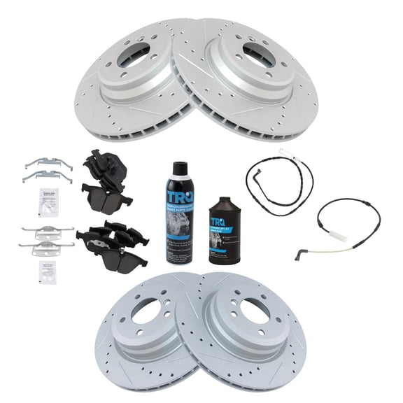 TRQ Performance TRQ Brake Rotor & Ceramic Pad Kit w/ Sensors w/Chemicals BKA10073 Fits select: 2007-2013 BMW 335
